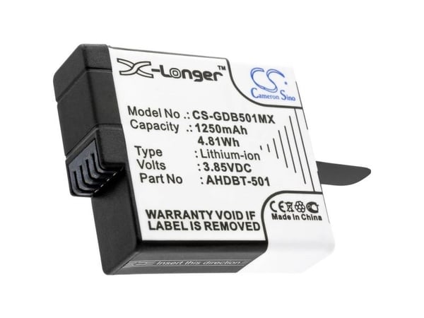 CS Cameron Sino kamera-batteri - erstatter originalbatteri 3661169, AABAT-001, AHDBT-501 - 3,85 V 1250 mAh