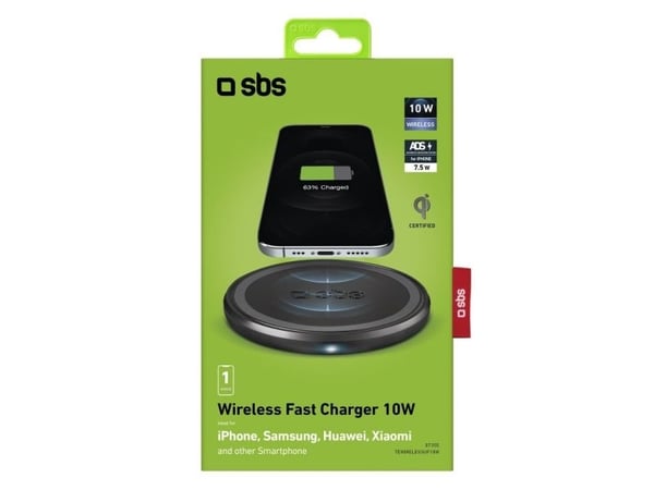 SBS TEWIRELESSUF10W, Innendørs, USB, Trådløs lading, Sort
