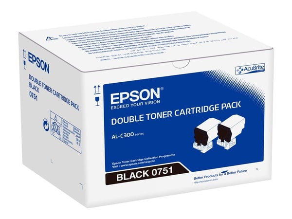 Epson - 2-pack - svart - original - tonerpatron - for Epson AL-C300; AcuLaser C3000; WorkForce AL-C300
