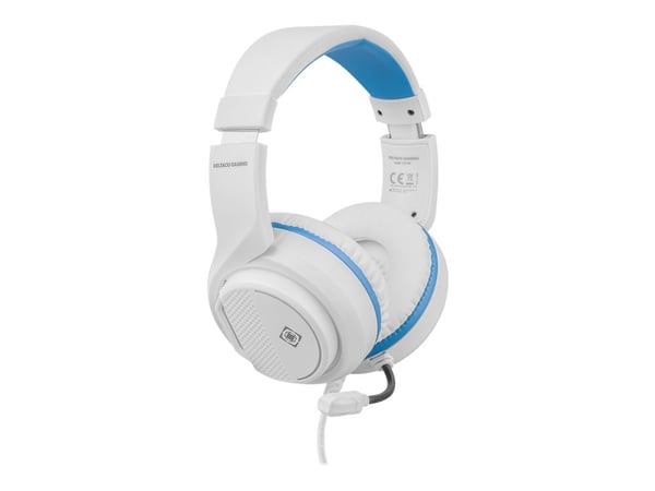 DELTACO GAMING GAM-127-W - Hodesett - full størrelse - kablet - 3,5 mm jakk - hvit, blå - for Sony PlayStation 5