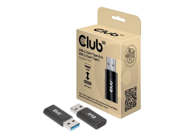 Club 3D - USB-adapter - USB-type A (hann) til USB-C (hunn) - USB 3.2 Gen 1