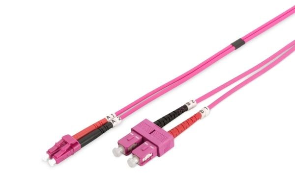 DIGITUS - Koblingskabel - SC flermodus (hann) til LC multimodus (hann) - 3 m - 3 m - fiberoptisk - dupleks - 50 / 125 mikroner - OM4 - med støvel, ...