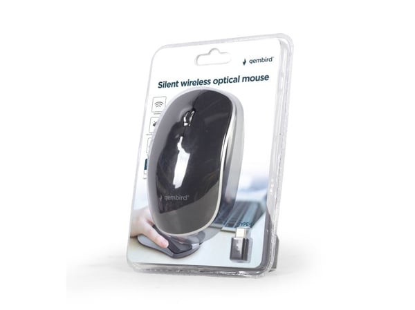 Gembird MUSW-4BSC-01, Molempikätinen, Optinen, RF Wireless + USB Type-C, 1600 DPI, Musta
