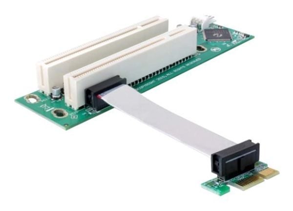 Delock Riser card PCI Express x1 > 2x PCI 32Bit 5 V with flexible cable 9 cm left insertion - Stigekort