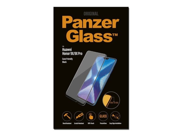 PanzerGlass - Skjermbeskyttelse for mobiltelefon - glass - rammefarge svart - for Honor 9X