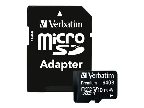 Verbatim Premium - Flashminnekort (SD-adapter inkludert) - 64 GB - Klasse 10 - microSDXC UHS-I
