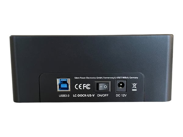 LC Power LC-DOCK-U3-V - HDD-dokkestasjon - brønner: 1 - 2,5" / 3,5" delt - SATA - USB 3.1 (Gen 2) - svart
