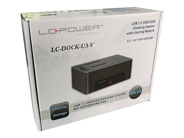 LC Power LC-DOCK-U3-V - HDD-dokkestasjon - brønner: 1 - 2,5" / 3,5" delt - SATA - USB 3.1 (Gen 2) - svart