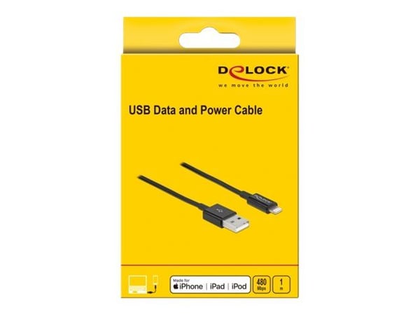 Delock - Lightning-kabel - USB hann til Lightning hann - 1 m - svart