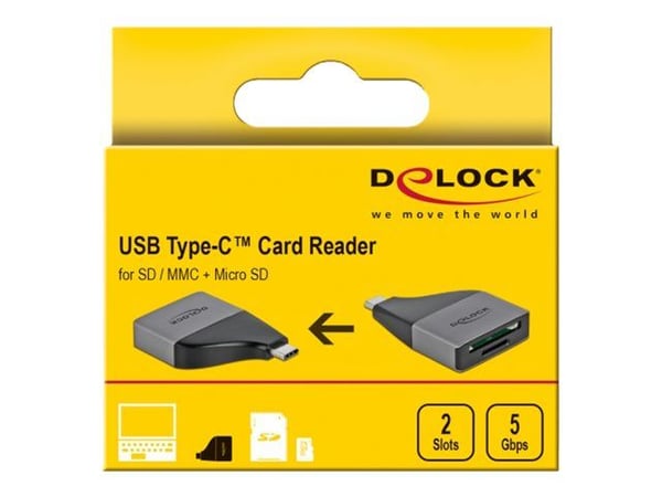 Delock - Kortleser (SD, miniSD, RS-MMC, TransFlash, microSD, SDHC, miniSDHC, microSDHC, SDHC UHS-I) - USB 3.2 Gen 1
