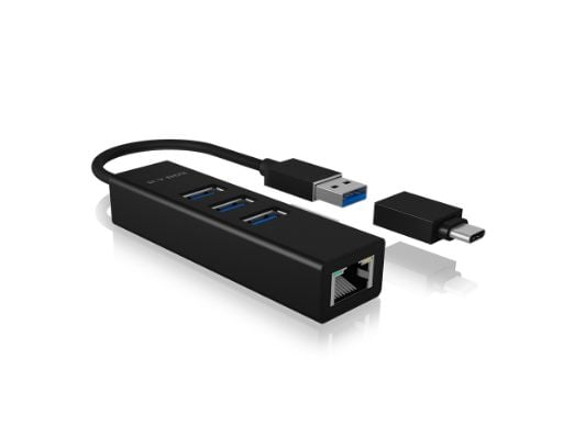 ICY BOX IB-HUB1419-LAN, USB 3.2 Gen 1 (3.1 Gen 1) Type-A, 10.100.1000 Mbit/s, IEEE 802.1Q, IEEE 802.1p, IEEE 802.3, IEEE 802.3EE 802IE, EE 802.3IE ...