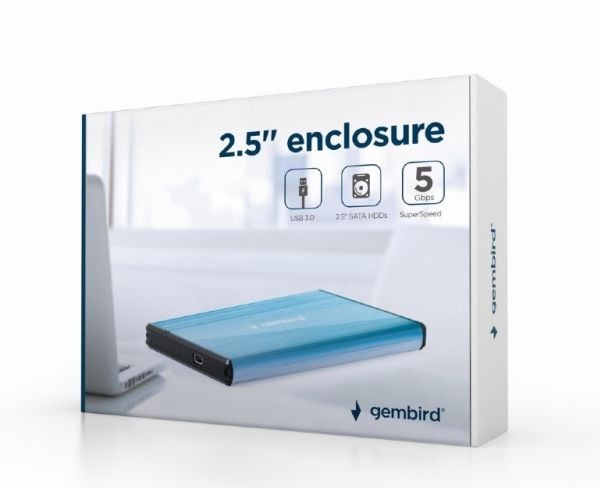 Gembird EE2-U3S-3-B - Lagringskapsel - 2,5" - SATA - USB 3.0 - blå