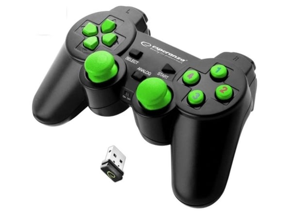 Esperanza GLADIATOR - Spelkontroll - trådlös - 2.4 GHz - svart/grön - för PC, Sony PlayStation 3
