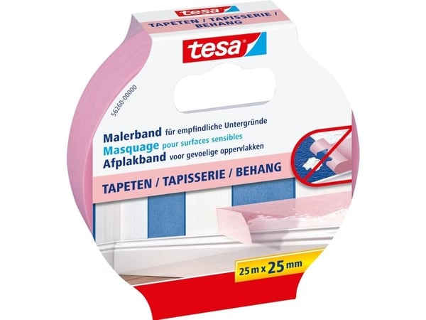 TESA 56260, Maalarin teippi, Paperi, Vaaleanpunainen, Tasainen, Akryylimaali, Alkydimaali, Lateksimaali, 7 päivää