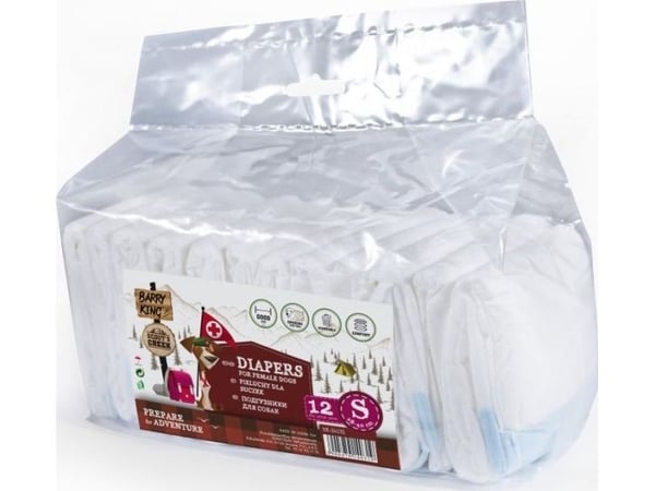 Barry King Diapers for female dogs, S, waist 28-40 cm, 12 pcs Barry King Diapers for female dogs, S, waist 28-40 cm, 12 pcs