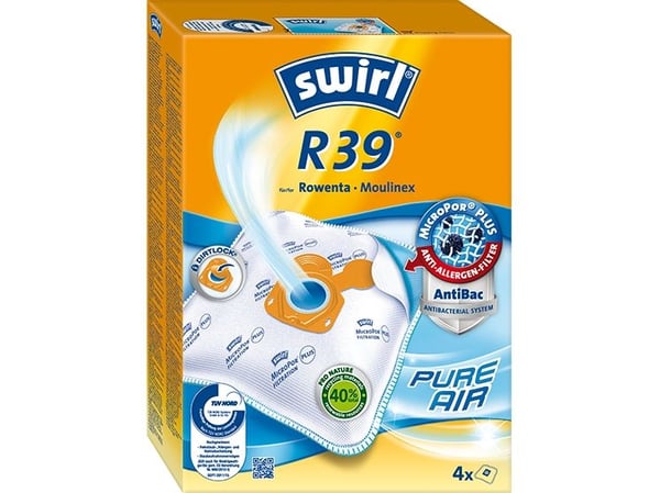 Swirl R 39 MicroPor Plus, Støv pose, Sylindervakuum, Hvit, Rowenta, RO 3900... 3999 Compact Power RO 6300... 6399 Silence Force Compact RO 6400... ...