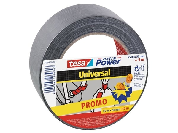 TESA 56396-00000-00, Grå, Buntning, Fastsättning, Hantverk, Märkning, Reparation, Stärkande, Tyg, Vattentålig, 25 m, 50 mm