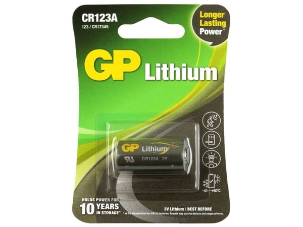 GP Batteries Lithium 070CR123AEC1, Engangsbatteri, CR123A, Lithium, 3 V, 1 stykker, 1400 mAh