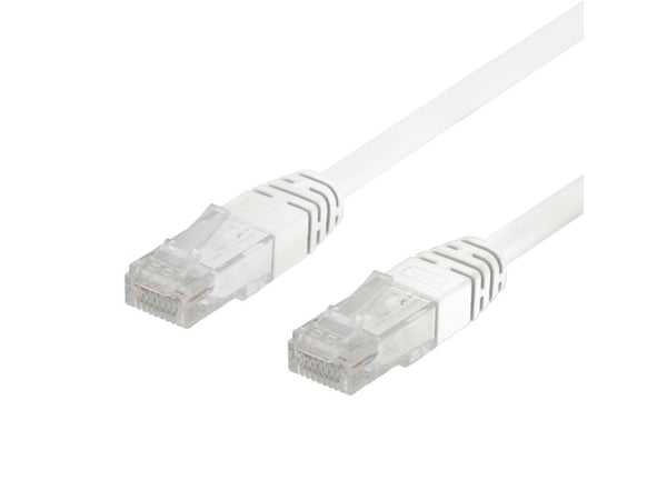 DELTACO - Koblingskabel - RJ-45 (hann) til RJ-45 (hann) - 30 cm - 6.3 mm - UTP - CAT 6 - med støvel, halogenfri - hvit (en pakke 50)