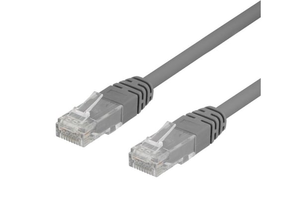 DELTACO - Koblingskabel - RJ-45 (hann) til RJ-45 (hann) - 1 m - UTP - CAT 6 - halogenfri, formstøpt - grå (en pakke 50)