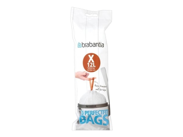 Brabantia PerfectFit Code X - Søppelpose - trekksnor - 12 L - høytetthetspolyetylen (LDPE) - pakke av 20