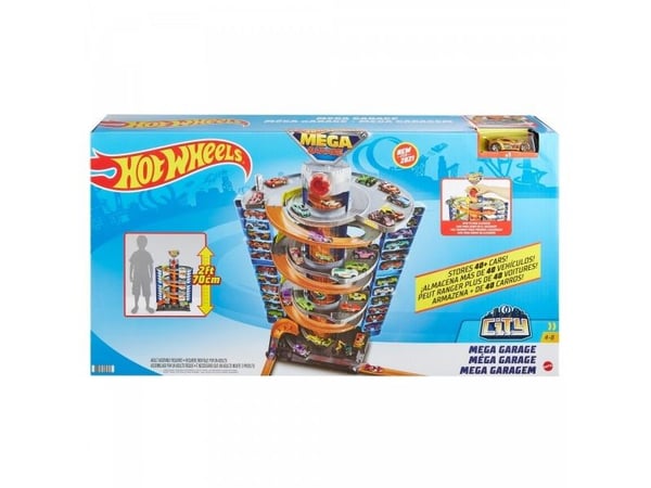 Hot Wheels City Mega Garage-lekesett med ett kjøretøy for barn fra 4 år og oppover, Kjøretøy og banesett, 4 år, Plast, Flerfarget