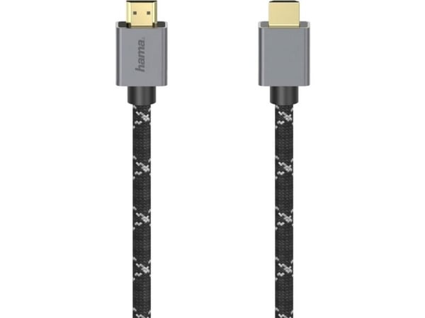 Hama Prime Line - Ultra High Speed - HDMI-kabel med Ethernet - HDMI hann til HDMI hann - 2 m - dobbeltisolert - gråsvart - støtte for 8K UHD (7680 ...