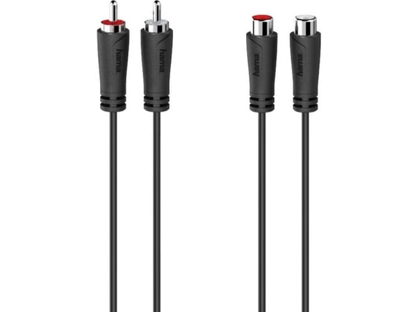 Hama 00205095, 2 x RCA, Hankjønn, 2 x RCA, Hunkjønn, 5 m, Svart