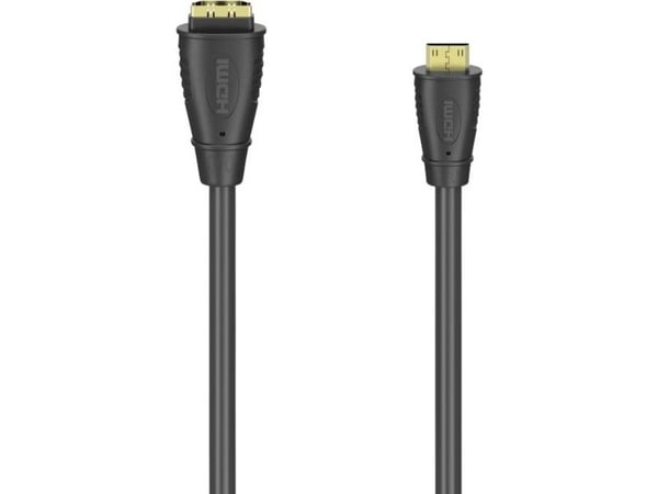 Hama - High Speed - HDMI-adapter - 19 pin mini HDMI Type C hann til HDMI hunn - 10 cm - skjermet - svart - 1080p-støtte