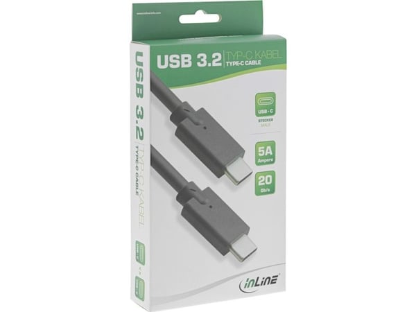 InLine 35701A, 1 m, USB C, USB C, USB 3.2 Gen 2 (3.1 Gen 2), Svart