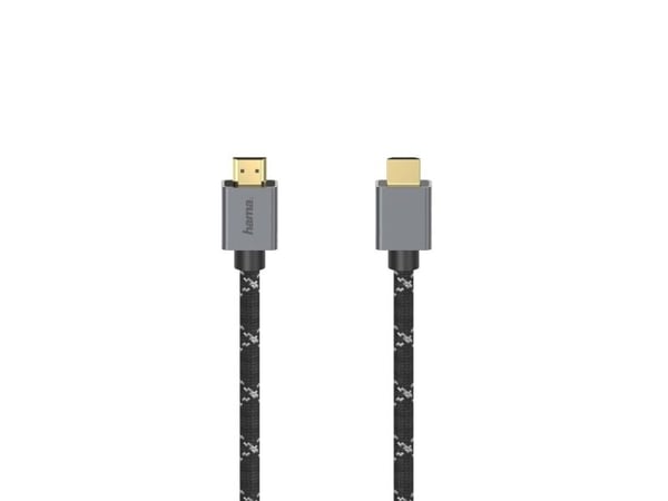 Hama Prime Line - Ultra High Speed - HDMI-kabel med Ethernet - HDMI hann til HDMI hann - 2 m - dobbeltisolert - gråsvart - støtte for 8K UHD (7680 ...