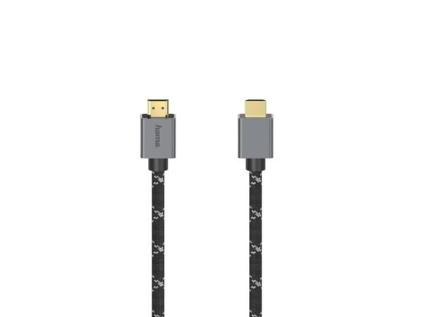 Hama Prime Line - Ultra High Speed - HDMI-kabel med Ethernet - HDMI hann til HDMI hann - 2 m - dobbeltisolert - gråsvart - støtte for 8K UHD (7680 ...
