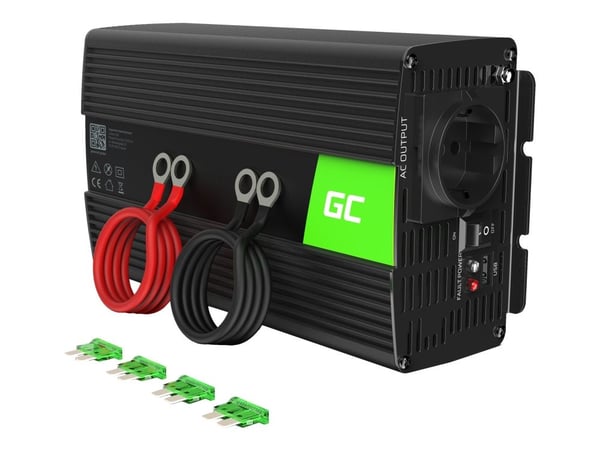 Green Cell - DC til AC-omformer - DC 24 V - 1000 Watt - utgangskontakter: 1 - svart