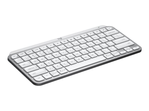 Logitech MX Keys Mini, Mini, Langaton, RF Wireless + Bluetooth, Näppäimen saksikytkin, QWERTY, Harmaa