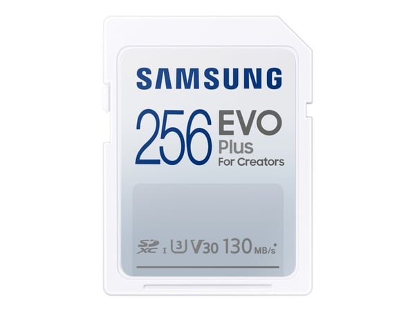 Samsung EVO Plus MB-SC256K - Flashminnekort - 256 GB - Video Class V30 / UHS-I U3 / Class10 - SDXC UHS-I