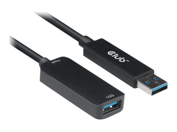 CLUB3D USB 3.2 Gen2 Type A Extension Cable 10Gbps M/F 5m/16.40ft, 5 m, USB A, USB A, USB 3.2 Gen 2 (3.1 Gen 2), 10 Mbit/s, Musta