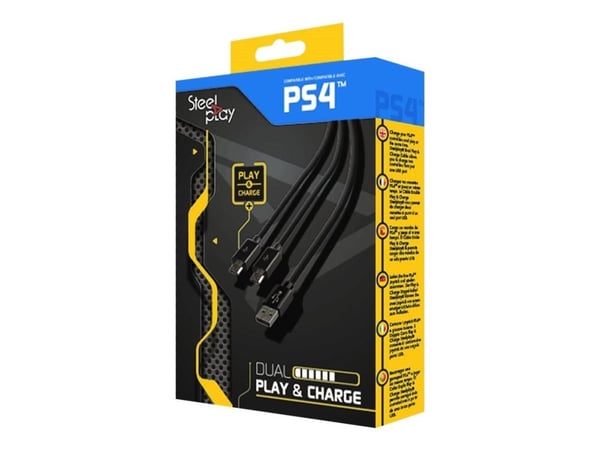 Steelplay Double Play & Charge - Lade-/datakabel - USB hann til Micro-USB type B hann - 3 m - svart - for Sony PlayStation 4, Sony PlayStation 4 Pr...