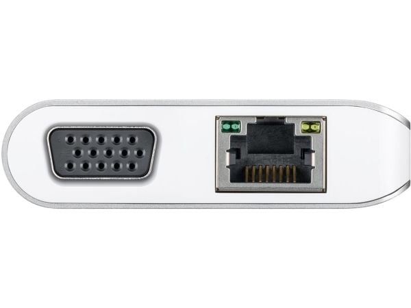 Goobay 49850, USB Type-C, 3.5mm, HDMI, RJ-45, USB 3.2 Gen 1 (3.1 Gen 1) Type-A, USB Type-C, VGA, SD, 5000 Mbit/s, 30 Hz, Sølv