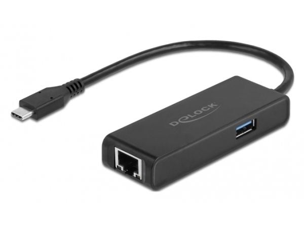 Delock - Nettverksadapter - USB-C 3.2 Gen 1 - 2.5GBase-T x 1 + USB 3.2 Gen 1 x 1 - svart