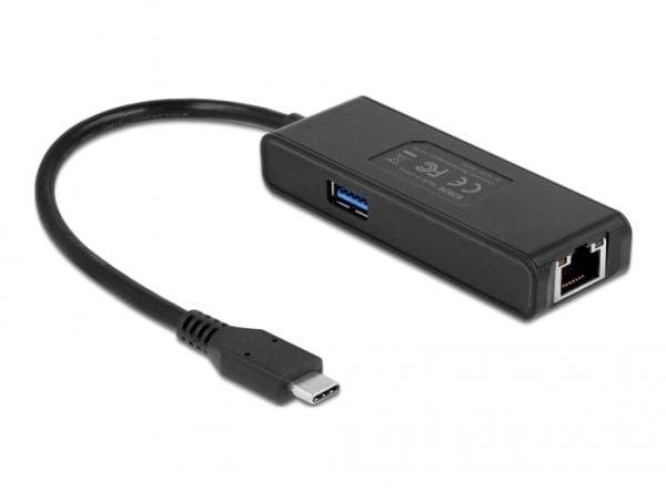 Delock - Nettverksadapter - USB-C 3.2 Gen 1 - 2.5GBase-T x 1 + USB 3.2 Gen 1 x 1 - svart