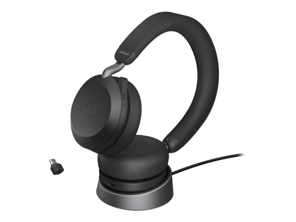 Jabra Evolve2 75 - Hodesett - on-ear - Bluetooth - trådløs - aktiv støydemping - USB-C - lydisolerende - svart - Optimert for UC