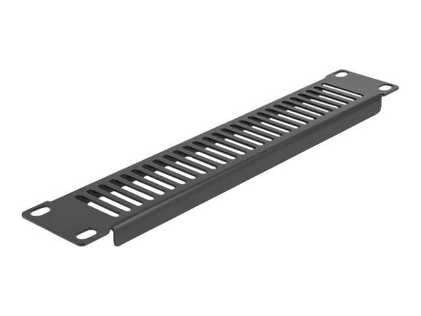 Delock - Rackpanel (vertikal) - med ventlasjonsspor - svart - 1U - 10"