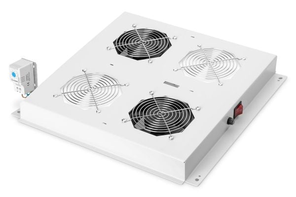 Digitus DN-19 FAN-2-N - Systemviftebrett - med 2 kjølevifter, termostat - lysegrå, RAL 7035 - 19"