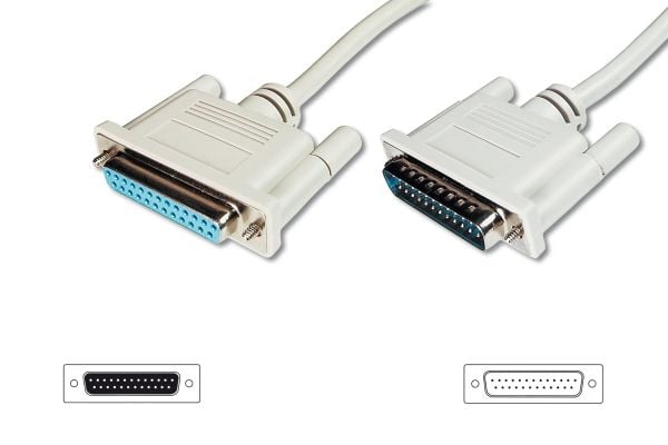 ASSMANN - Seriell/parallell-forlengelseskabel - DB-25 (hann) til DB-25 (hunn) - 3 m - formstøpt, tommelskruer - beige