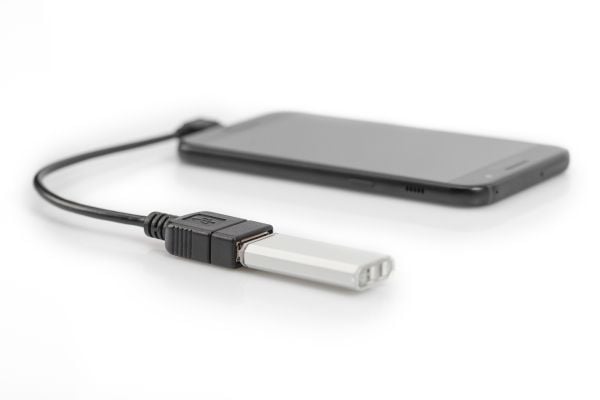 ASSMANN - USB-sovitin - USB (hun) til Micro-USB Type B (han) - USB 2.0 OTG - 20 cm - 90° stikforbindelse, formet - sortti