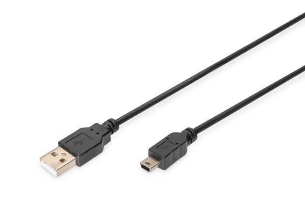 ASSMANN - USB-kaapeli - mini-USB tyyppi B (han) til USB (han) - USB 2.0 - 3 m - formet - sortti