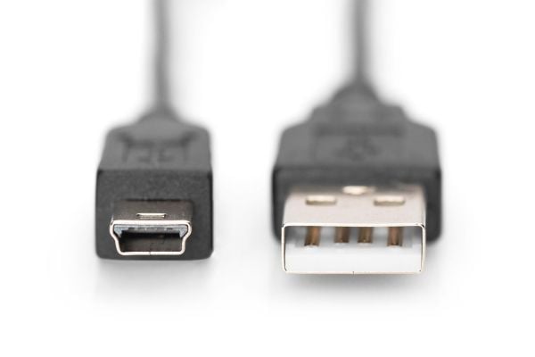 ASSMANN - USB-kaapeli - mini-USB tyyppi B (han) til USB (han) - USB 2.0 - 3 m - formet - sortti