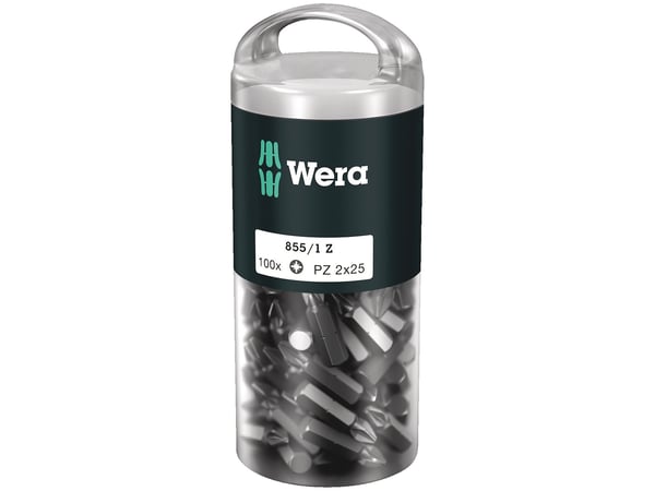Wera 855/1 Z DIY 100 SiS, 100 stykker, Pozidriv, PZ 2, 1 x 25 mm, CE, GS, DVE, 25 mm