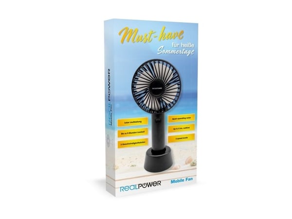 Strømbank Realpower RealPower Mobilvifte, mikro USB sort, vifte med batteri