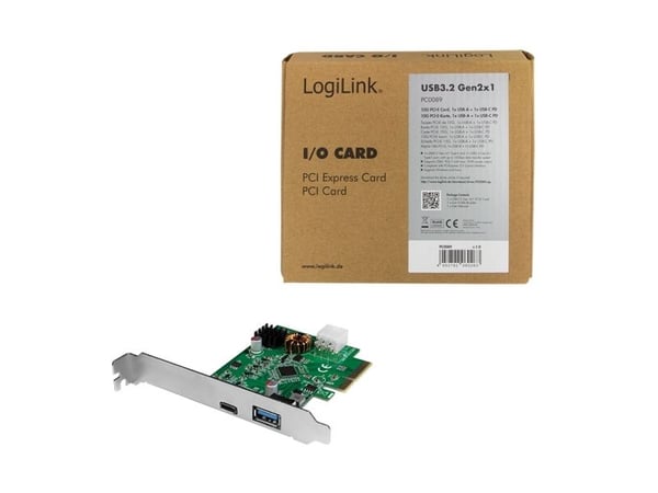 PCI EXPRESS-KORT USB 3.2 GEN2X1 1X USB-C PD 3.0 & 1X USB 3.0